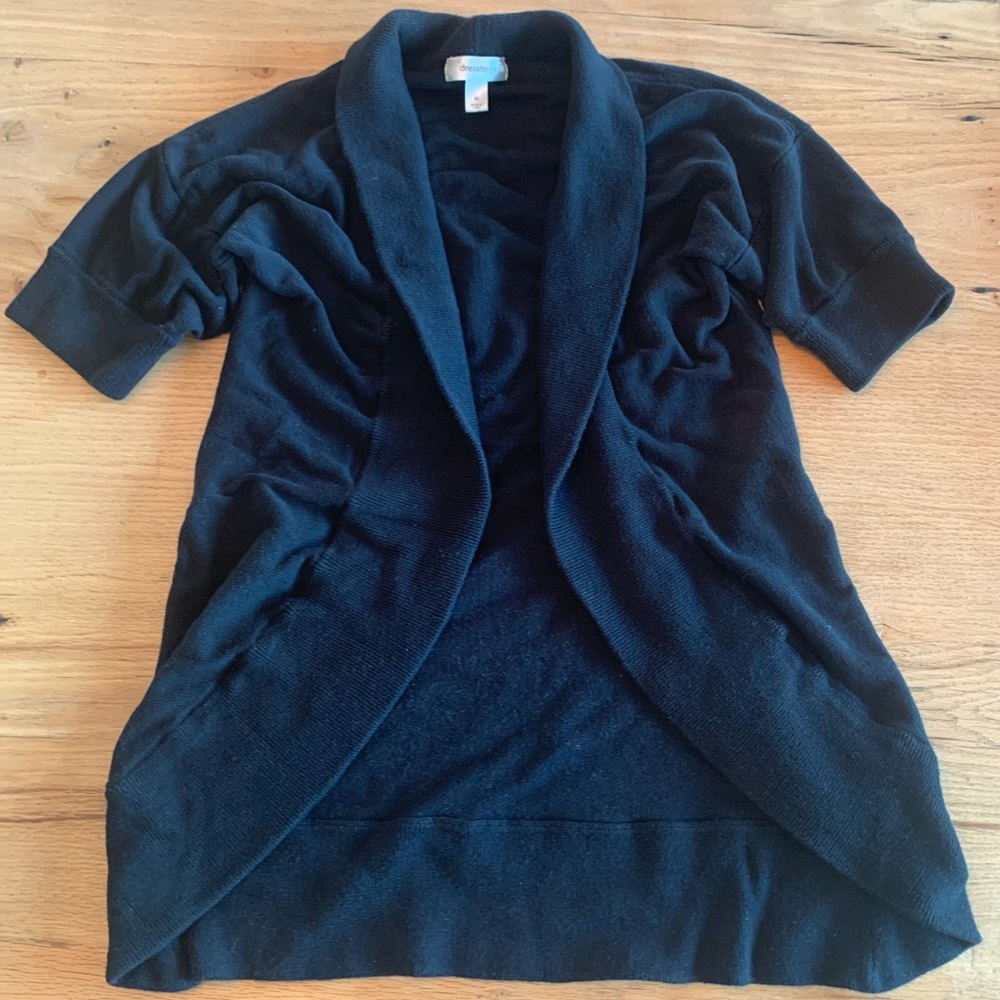Dress Barn Cardigan Shawl Collar Black Women’s Size Medium Short Sleeve Preloved